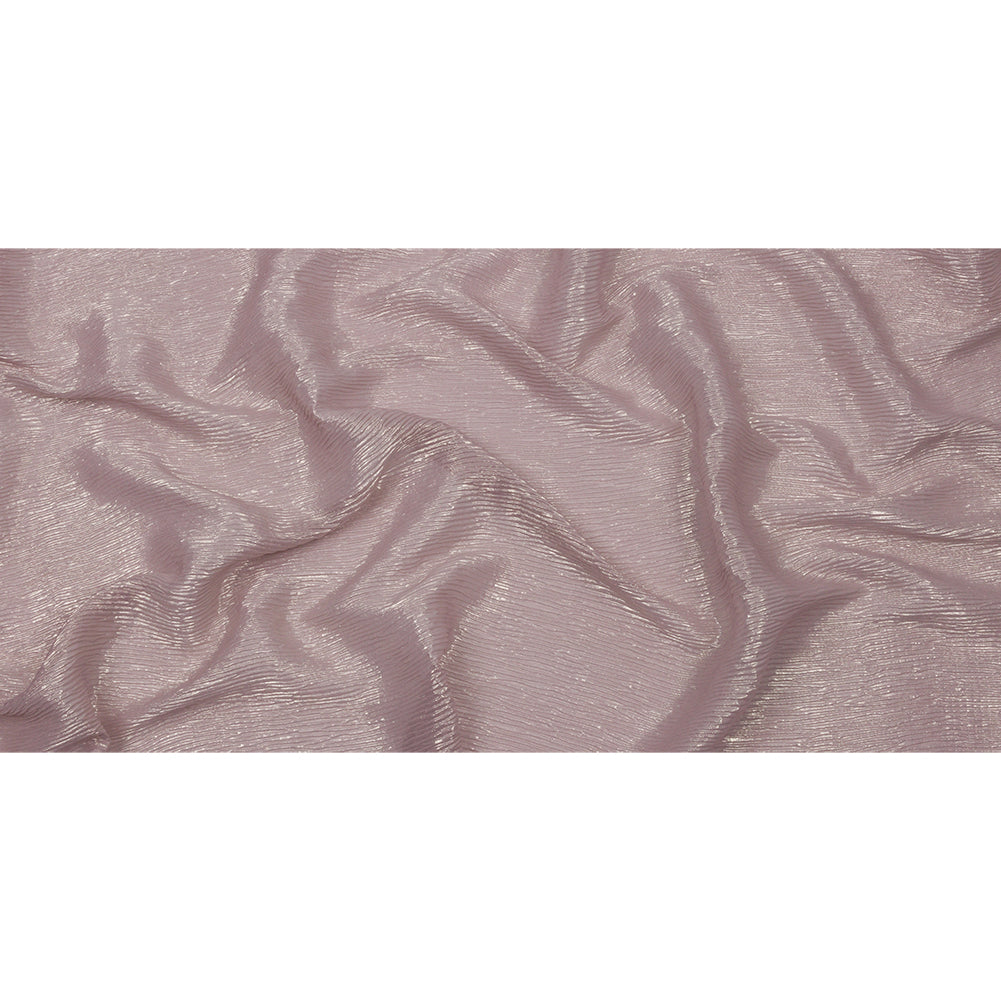 Polyester Chiffon Plisse with All-Over Foil - Mauve and Gold - Honey Collection
