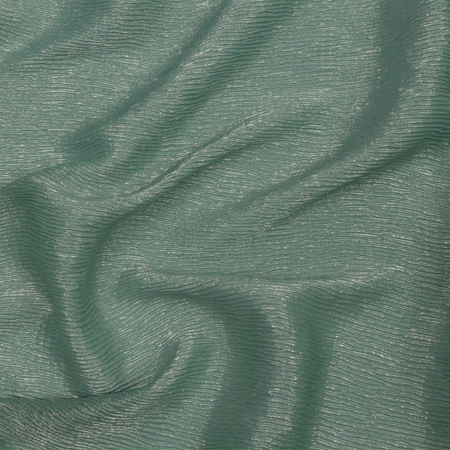 Polyester Chiffon Plisse with All-Over Foil - Green and Gold - Honey Collection