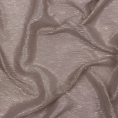 Polyester Chiffon Plisse with All-Over Foil - Taupe and Gold - Honey Collection