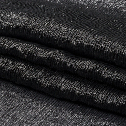 Polyester Chiffon Plisse with All-Over Foil - Black and Silver - Honey Collection