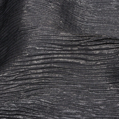 Polyester Chiffon Plisse with All-Over Foil - Black and Silver - Honey Collection