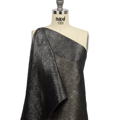 Polyester Chiffon Plisse with All-Over Foil - Black and Silver - Honey Collection