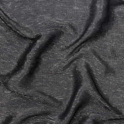 Polyester Chiffon Plisse with All-Over Foil - Black and Silver - Honey Collection