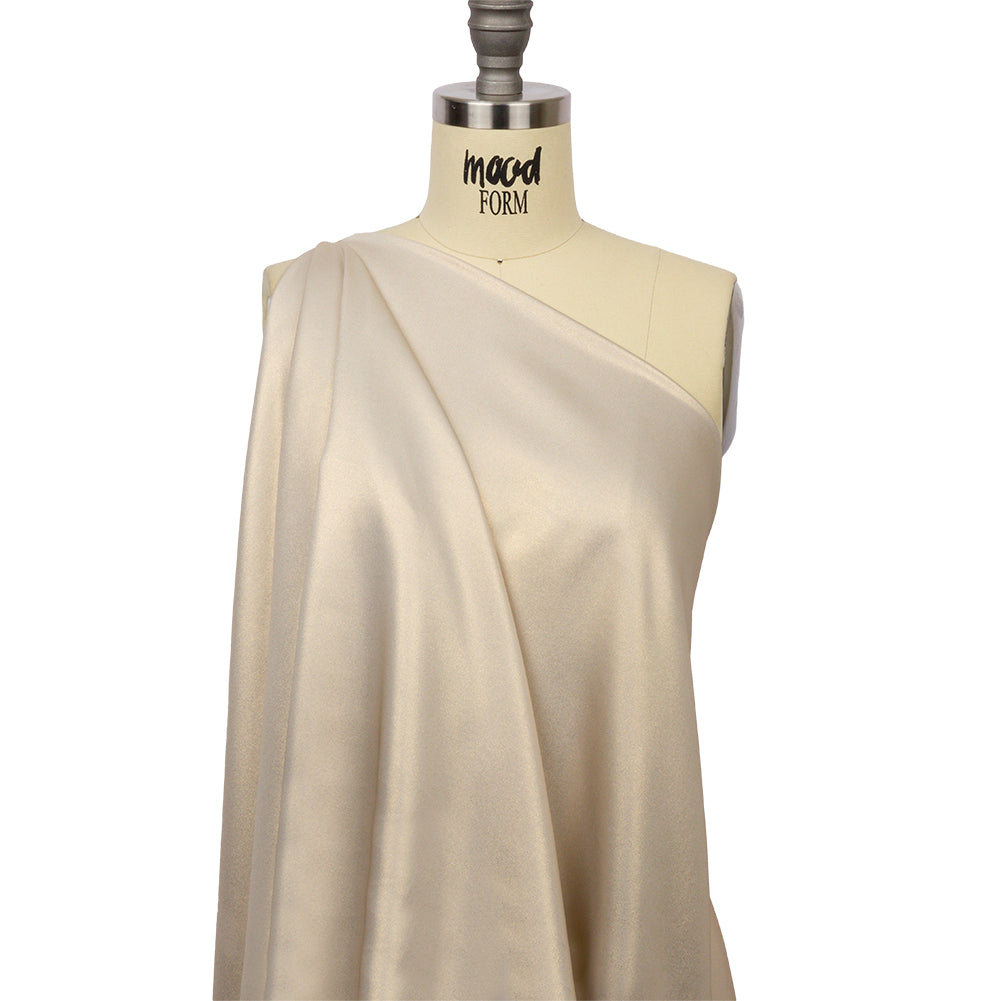 Ultra-Smooth Polyester Georgette with Foiling - Beige and Gold - Valeria Collection - Drape