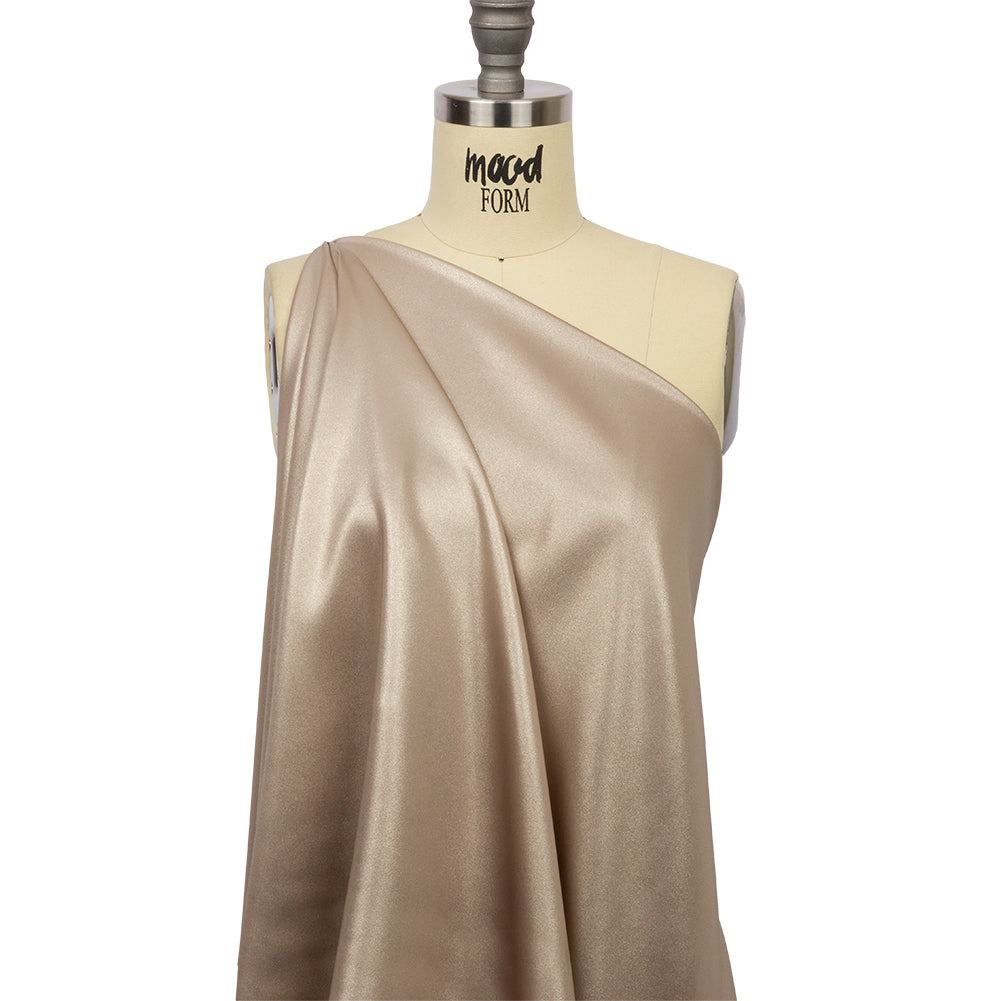 Ultra-Smooth Polyester Georgette with Foiling - Dark Beige and Gold - Valeria Collection - Drape