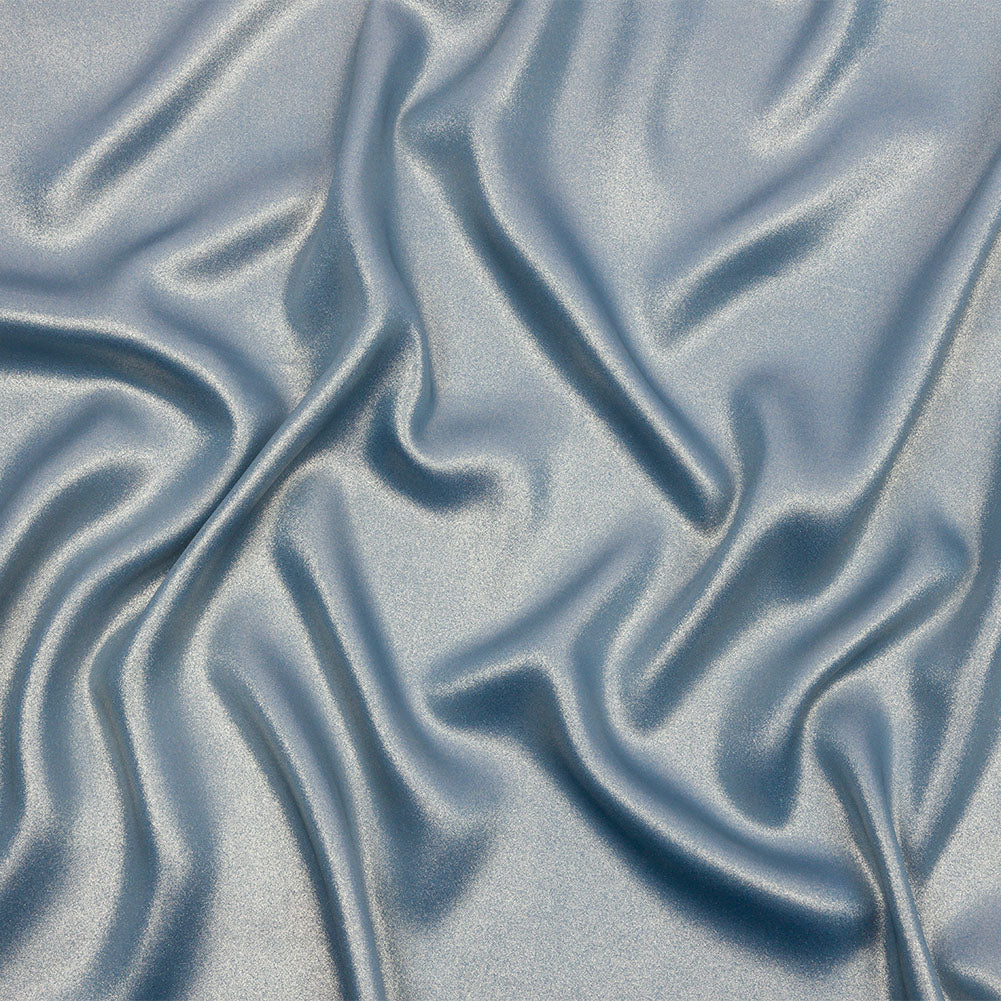Ultra-Smooth Polyester Georgette with Foiling - Blue and Silver - Valeria Collection