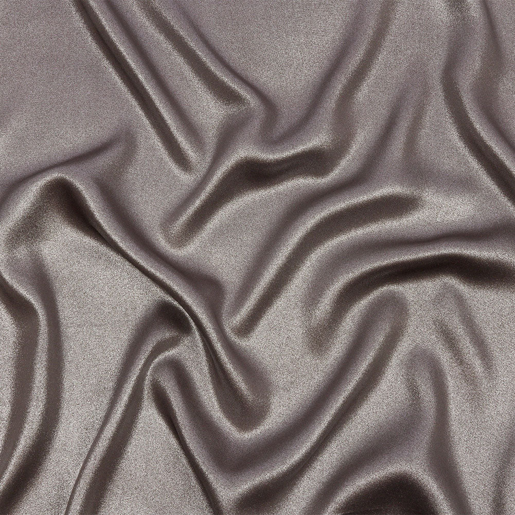 Ultra-Smooth Polyester Georgette with Foiling - Brown and Silver - Valeria Collection