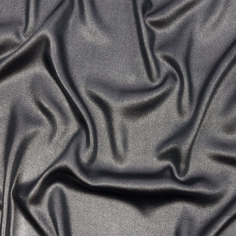 Ultra-Smooth Polyester Georgette with Foiling - Midnight and Silver - Valeria Collection