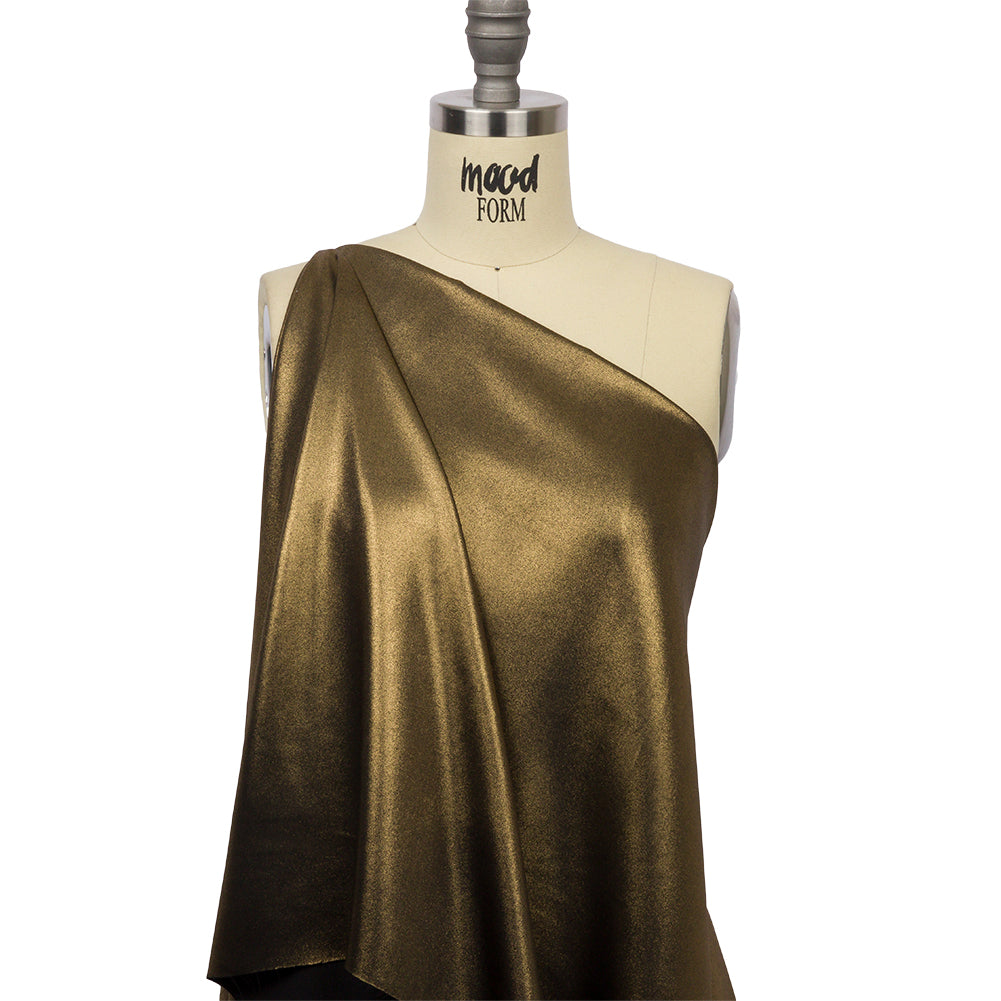 Ultra-Smooth Polyester Georgette with Foiling - Black and Gold - Valeria Collection - Drape