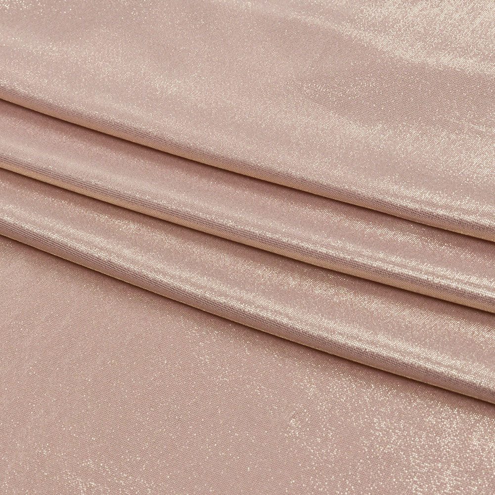 Polyester Interlock Knit with Gold Foiling - Pale Pink - Oriana Collection - Folded