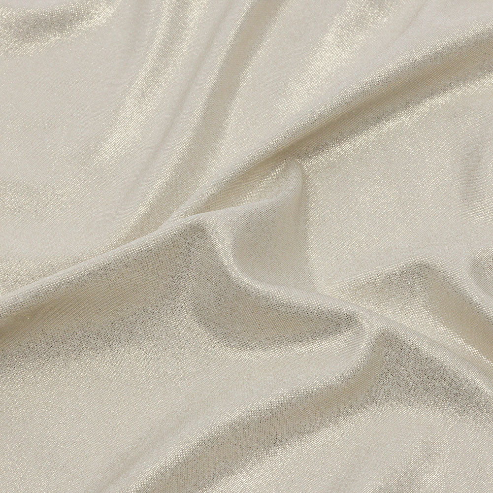 Polyester Interlock Knit with Gold Foiling - Pale Gray - Oriana Collection