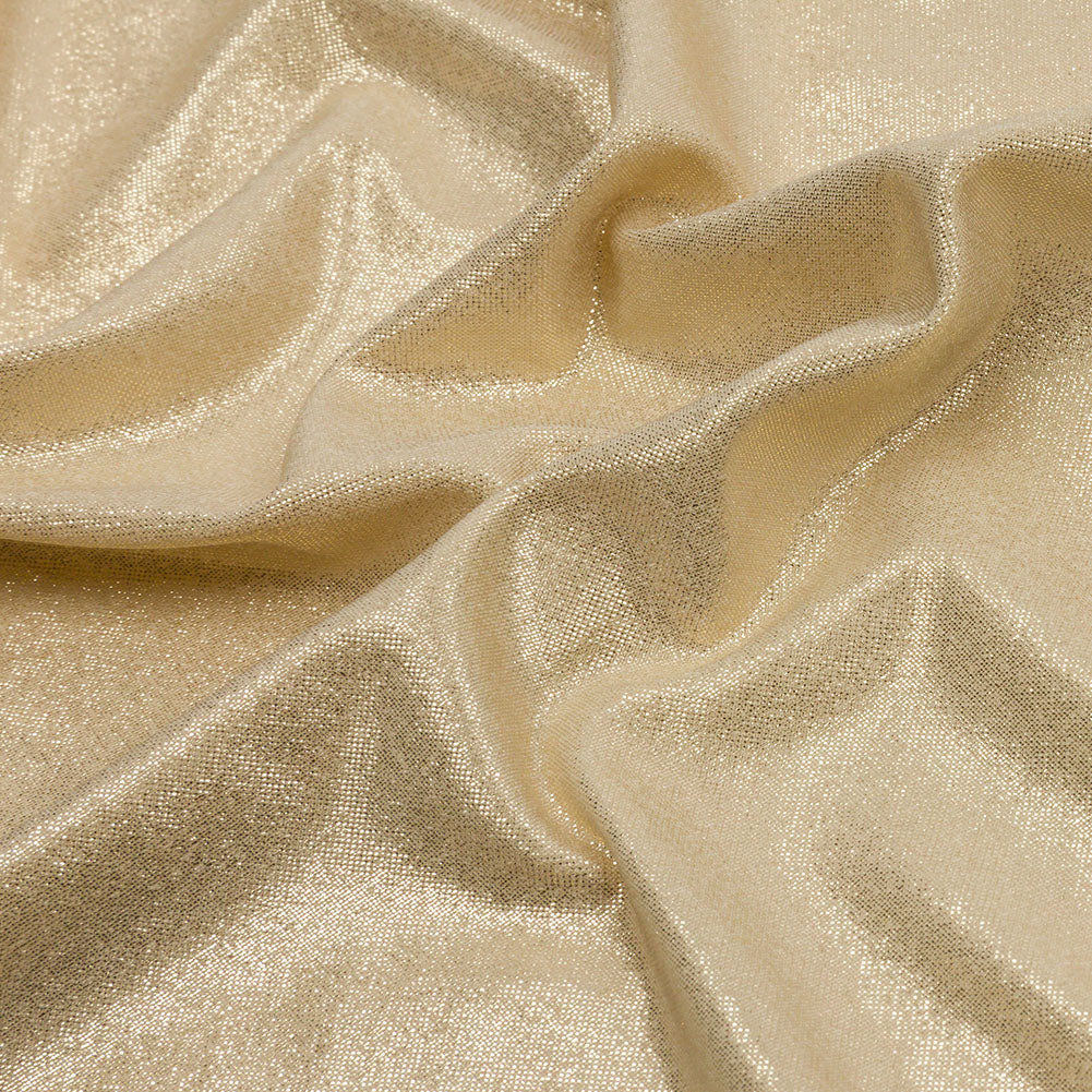 Polyester Interlock Knit with Gold Foiling - Sand - Oriana Collection