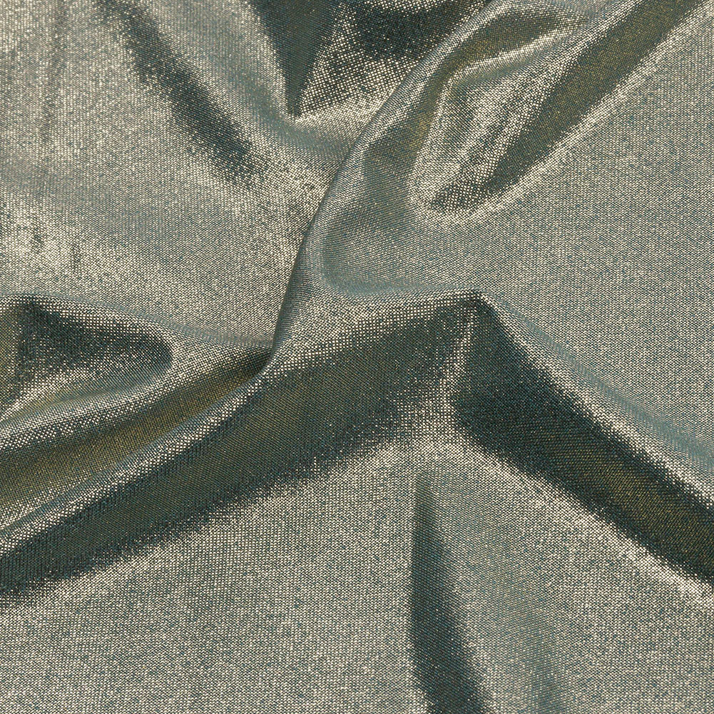 Polyester Interlock Knit with Gold Foiling - Sagebrush Green - Oriana Collection