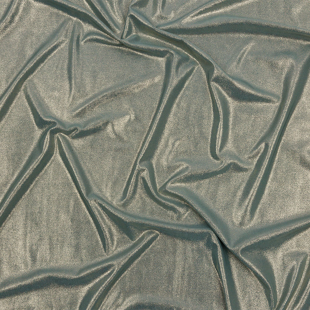 Polyester Interlock Knit with Gold Foiling - Sagebrush Green - Oriana Collection