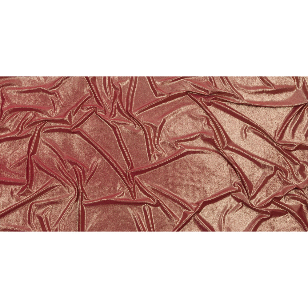 Polyester Interlock Knit with Gold Foiling - Brick - Oriana Collection