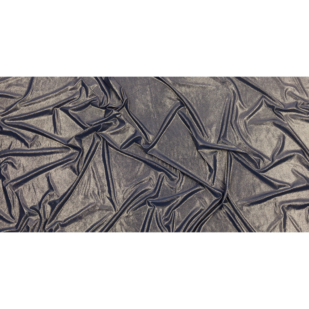 Polyester Interlock Knit with Gold Foiling - Dress Blues - Oriana Collection