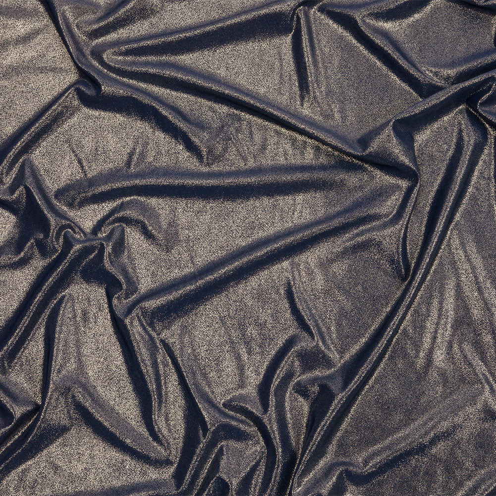 Polyester Interlock Knit with Gold Foiling - Dress Blues - Oriana Collection