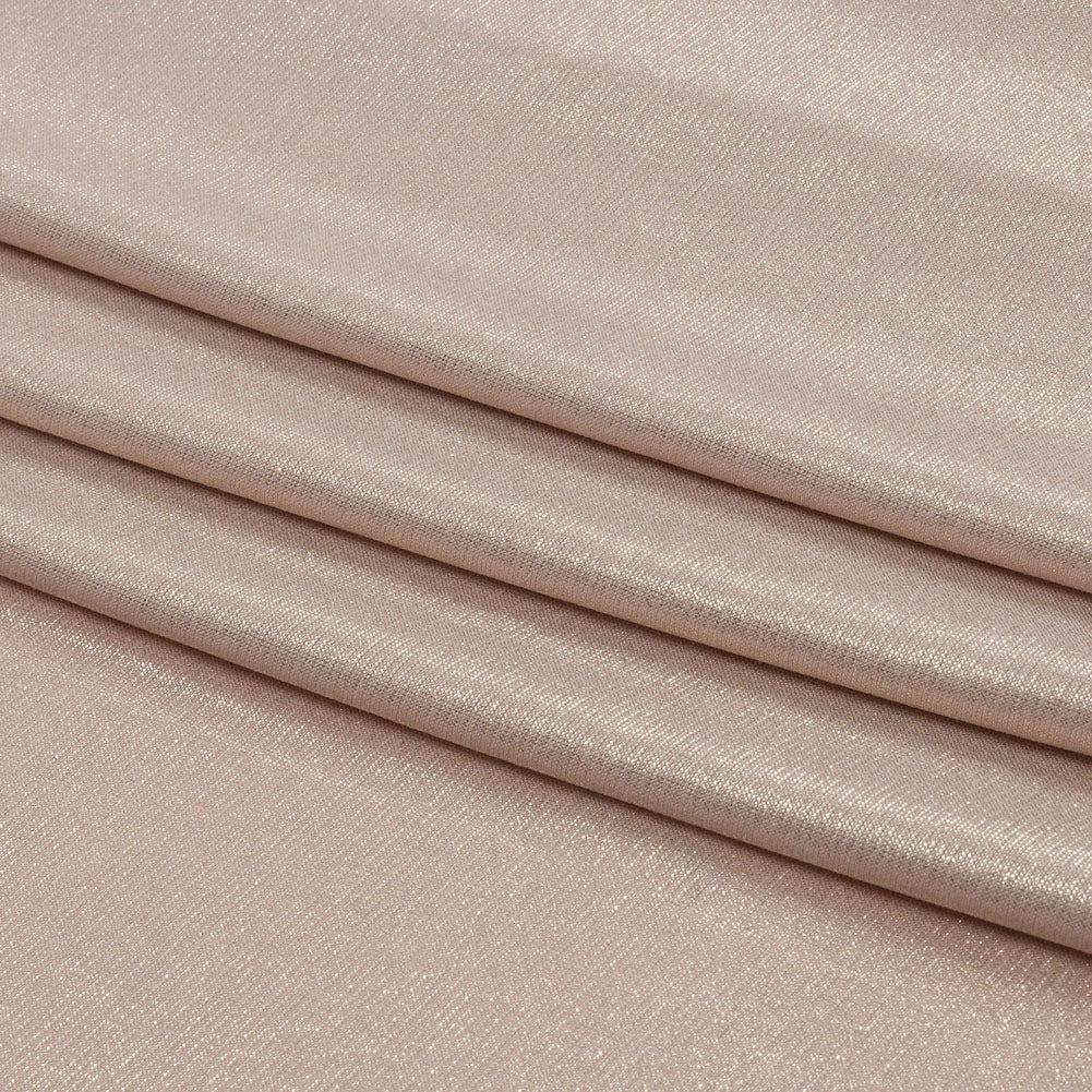 Foiled ITY Interlock Knit - Beige and Gold - Gaby Collection - Folded
