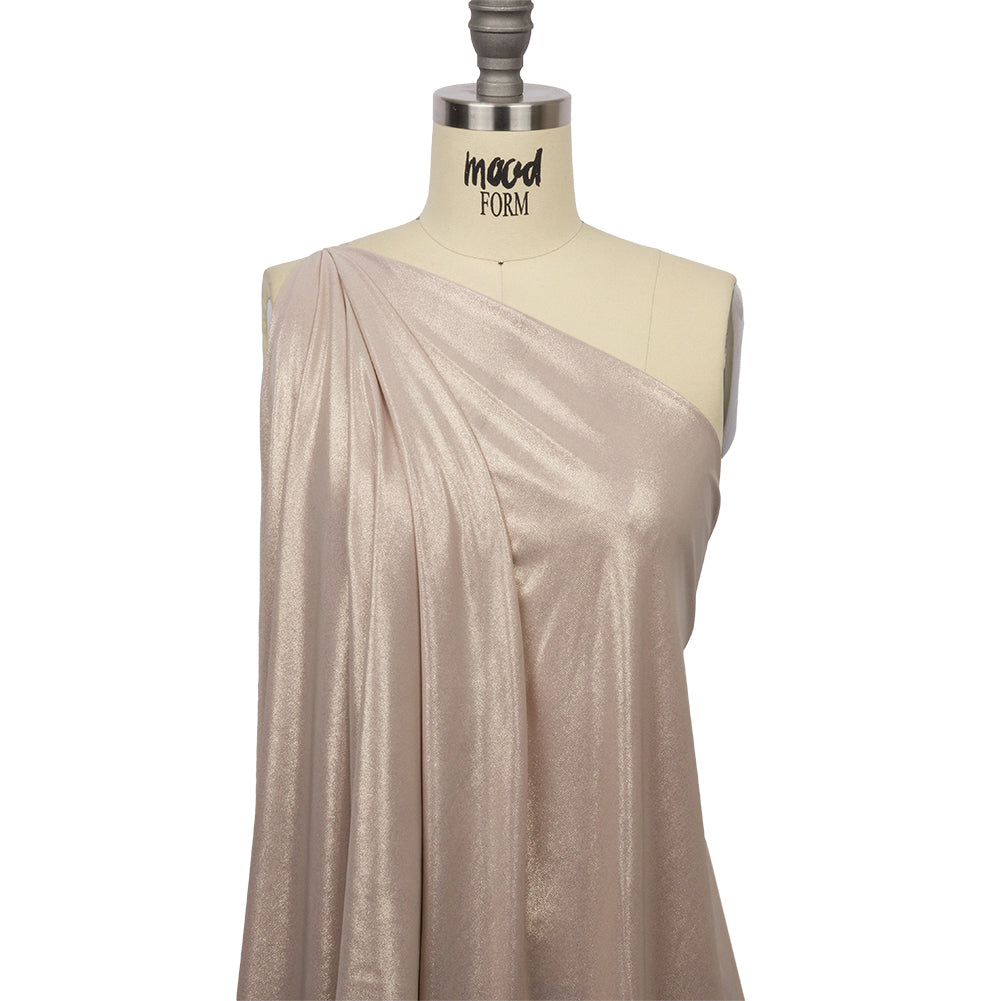 Foiled ITY Interlock Knit - Beige and Gold - Gaby Collection - Drape