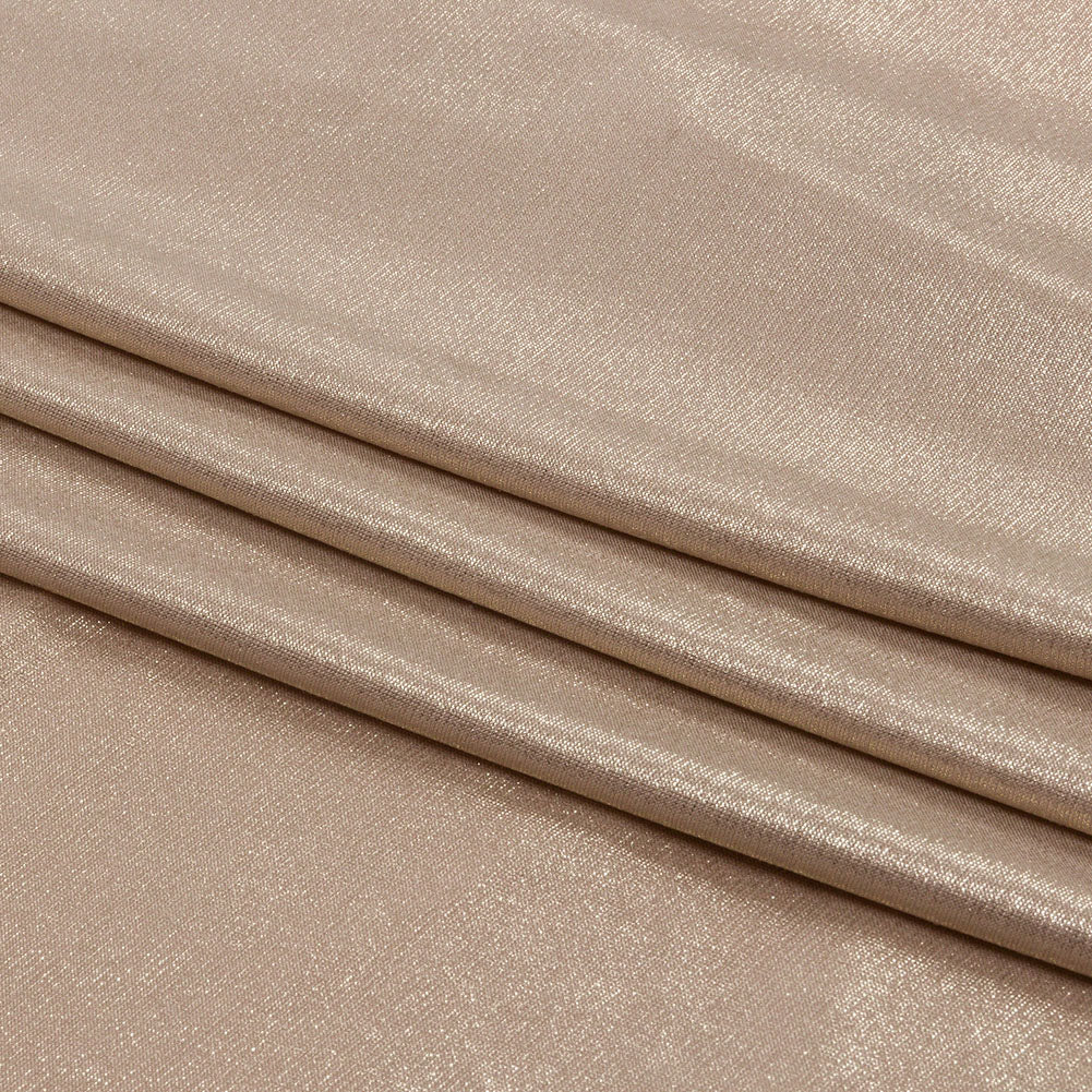 Foiled ITY Interlock Knit - Plaza Taupe and Gold - Gaby Collection - Folded
