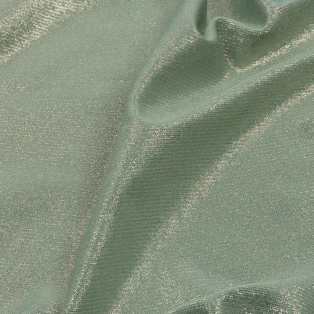 Foiled ITY Interlock Knit - Green Bay and Gold - Gaby Collection - Detail