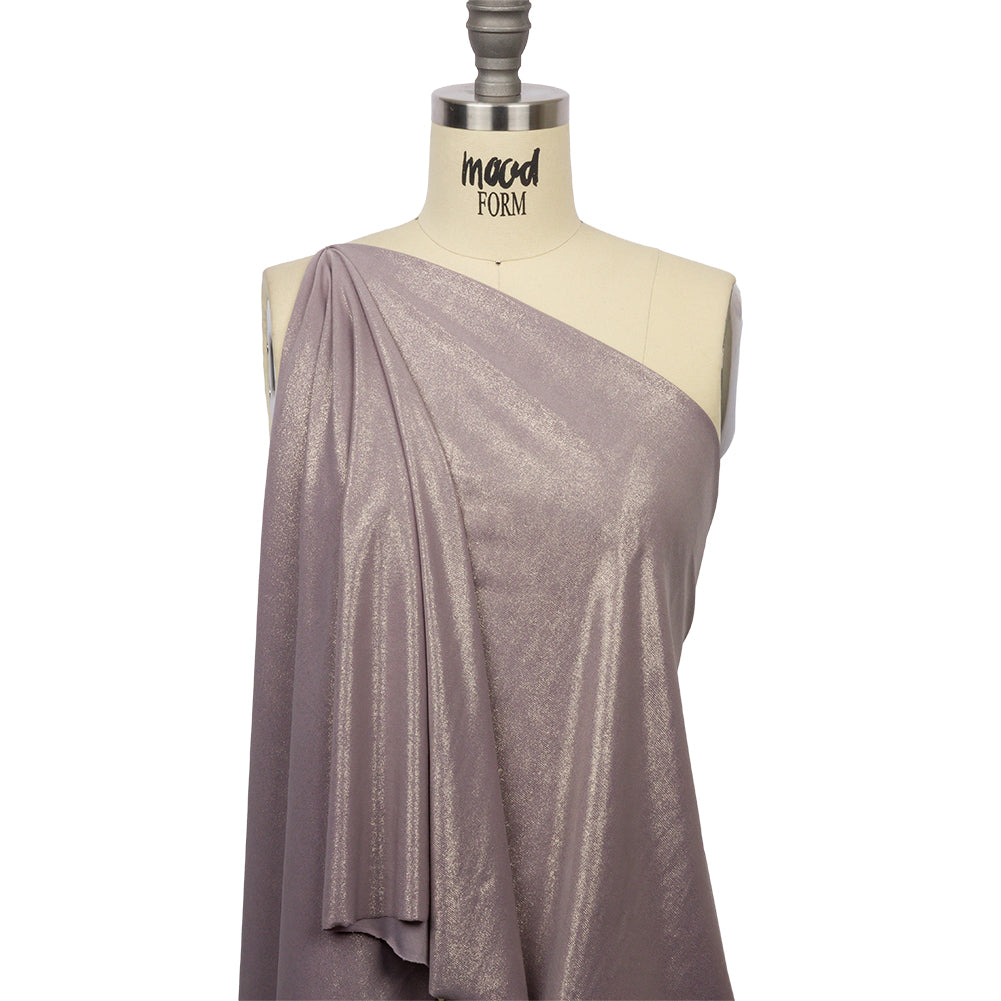 Foiled ITY Interlock Knit - Purplish Gray and Gold - Gaby Collection - Drape