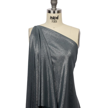 Foiled ITY Interlock Knit - Steel Gray and Silver - Gaby Collection