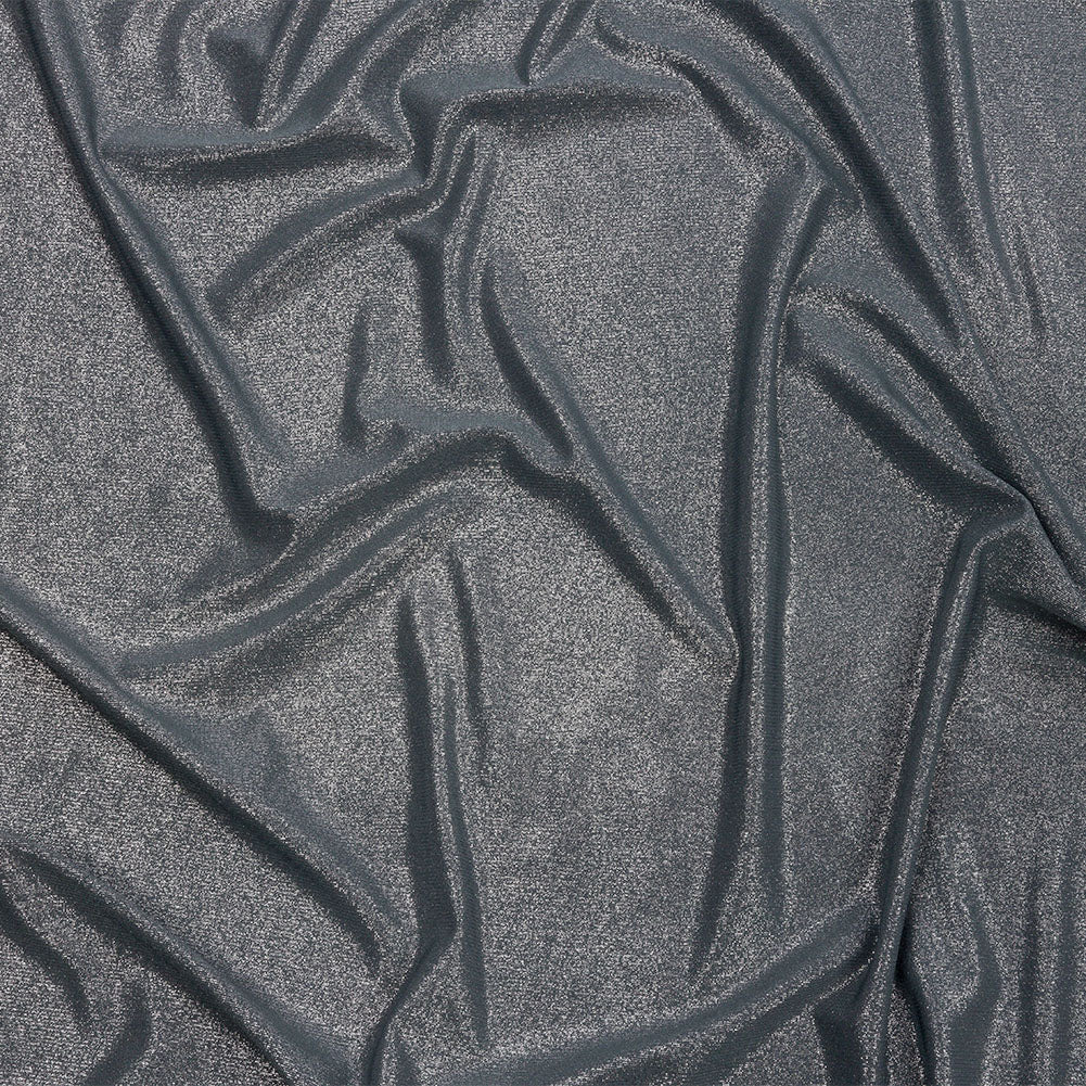 Foiled ITY Interlock Knit - Steel Gray and Silver - Gaby Collection