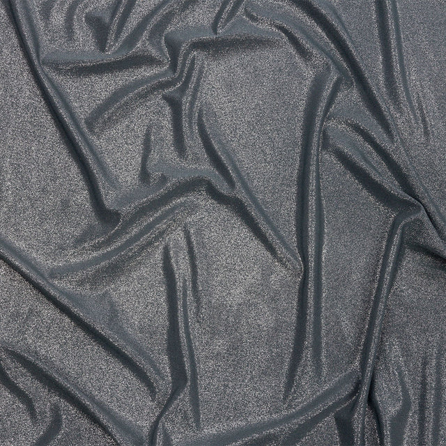 Foiled ITY Interlock Knit - Steel Gray and Silver - Gaby Collection