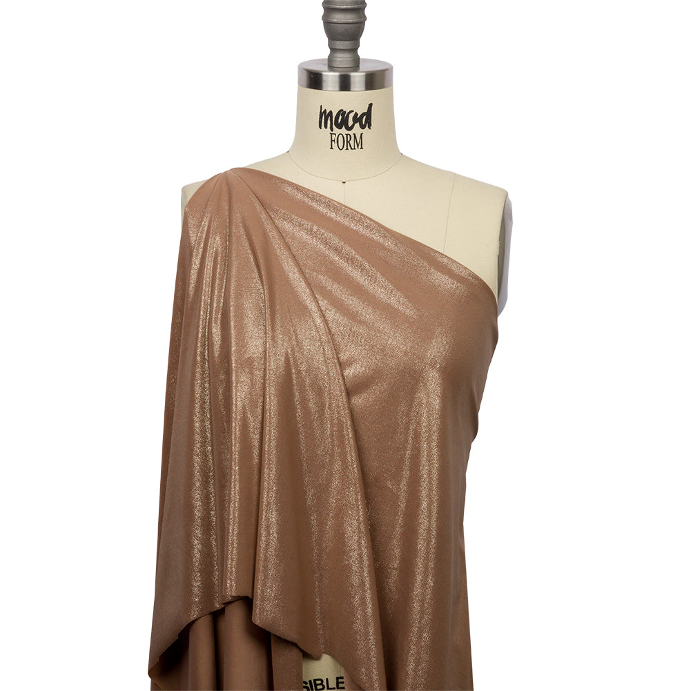Foiled ITY Interlock Knit - Camel and Gold - Gaby Collection