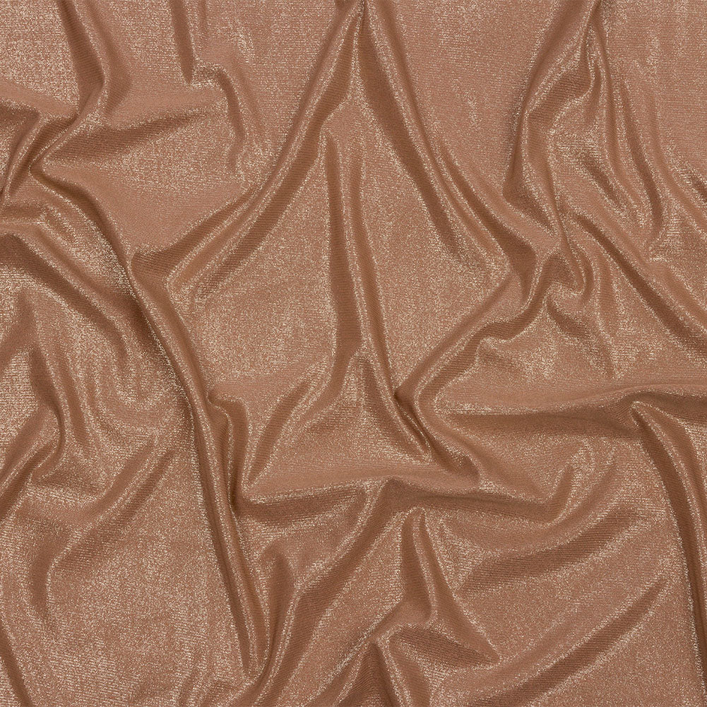 Foiled ITY Interlock Knit - Camel and Gold - Gaby Collection