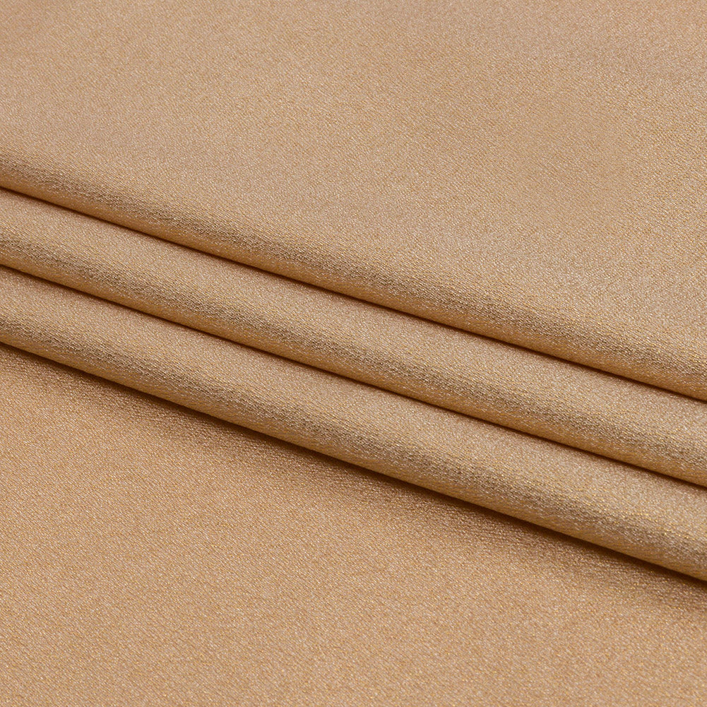 Stretch Polyester Crepe with Gold Foiling - Beige - Devyn Collection - Folded