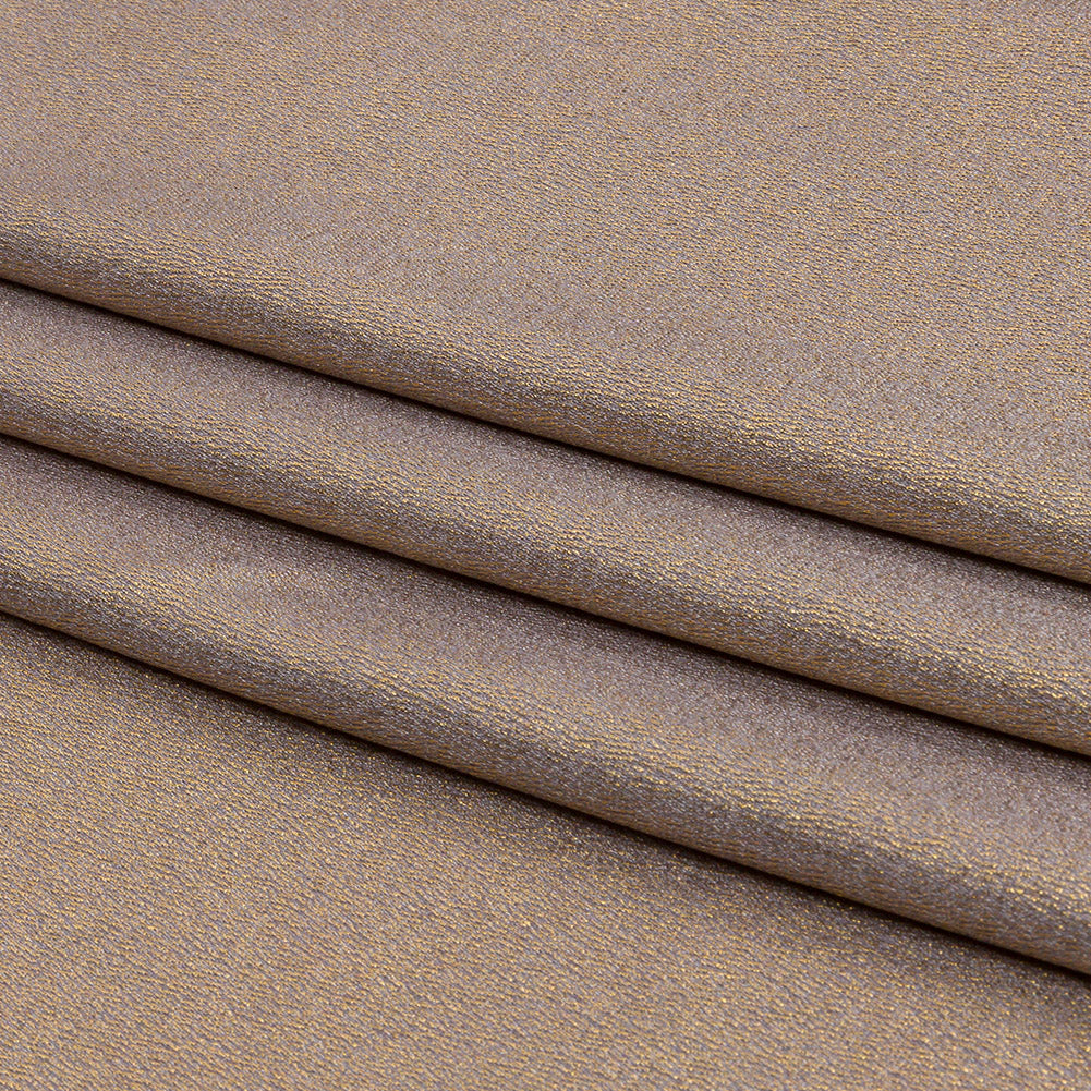 Stretch Polyester Crepe with Gold Foiling - Gray - Devyn Collection - Folded