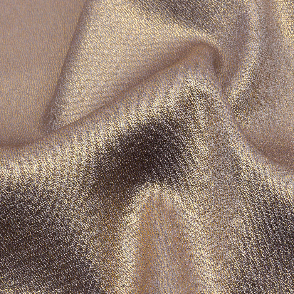 Stretch Polyester Crepe with Gold Foiling - Gray - Devyn Collection - Detail