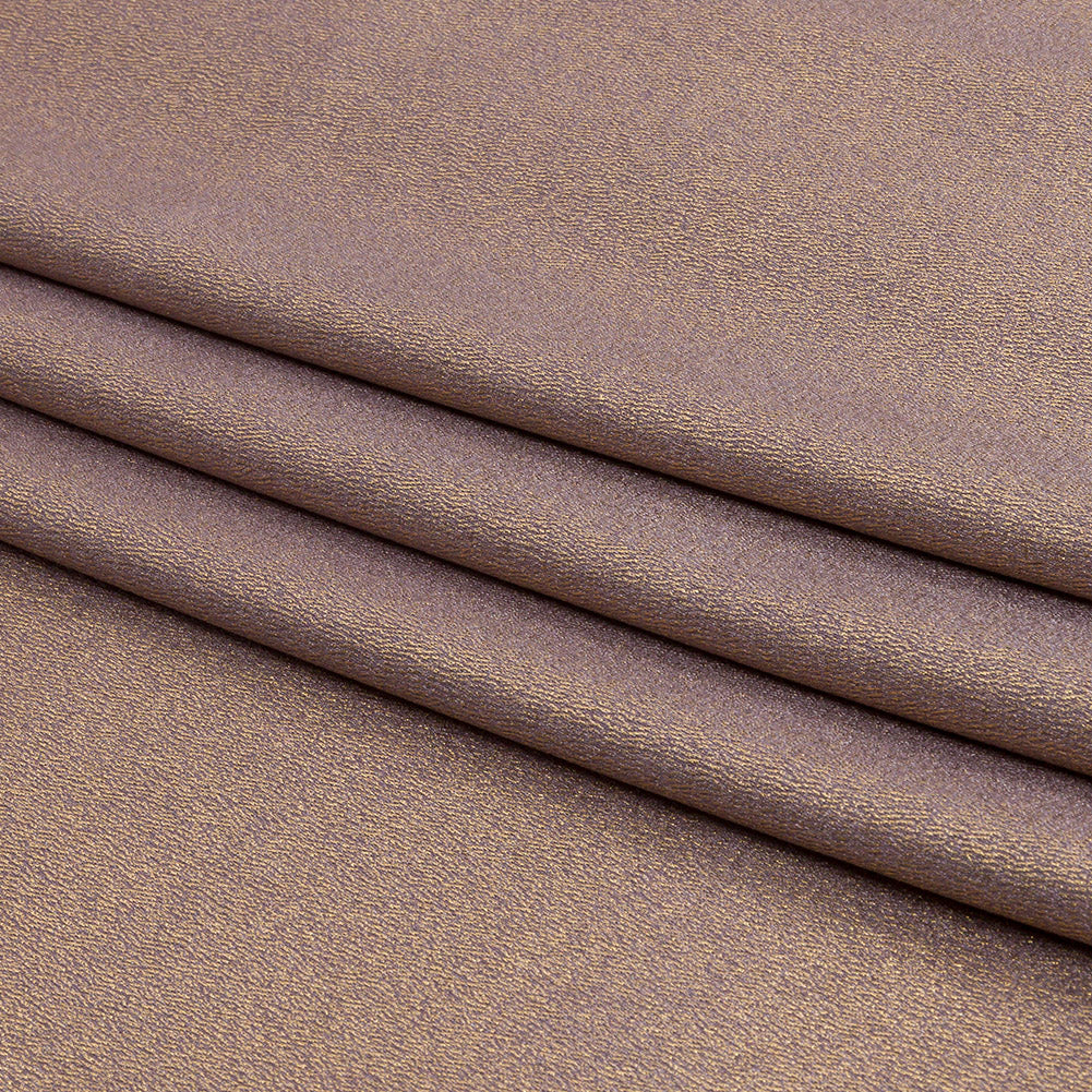 Stretch Polyester Crepe with Gold Foiling - Purplish Gray - Devyn Collection - Folded