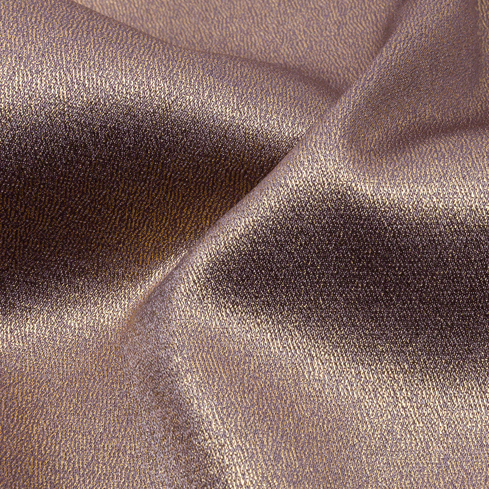Stretch Polyester Crepe with Gold Foiling - Purplish Gray - Devyn Collection - Detail