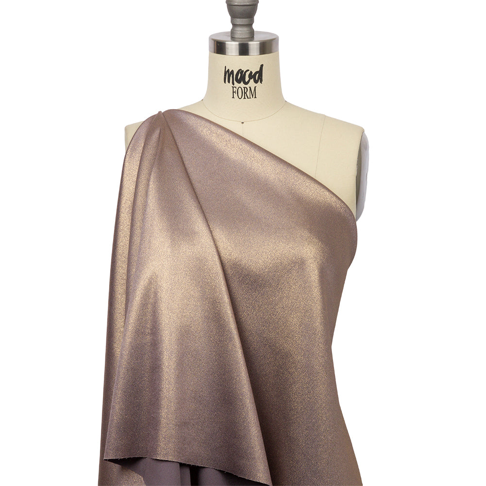 Stretch Polyester Crepe with Gold Foiling - Purplish Gray - Devyn Collection - Drape