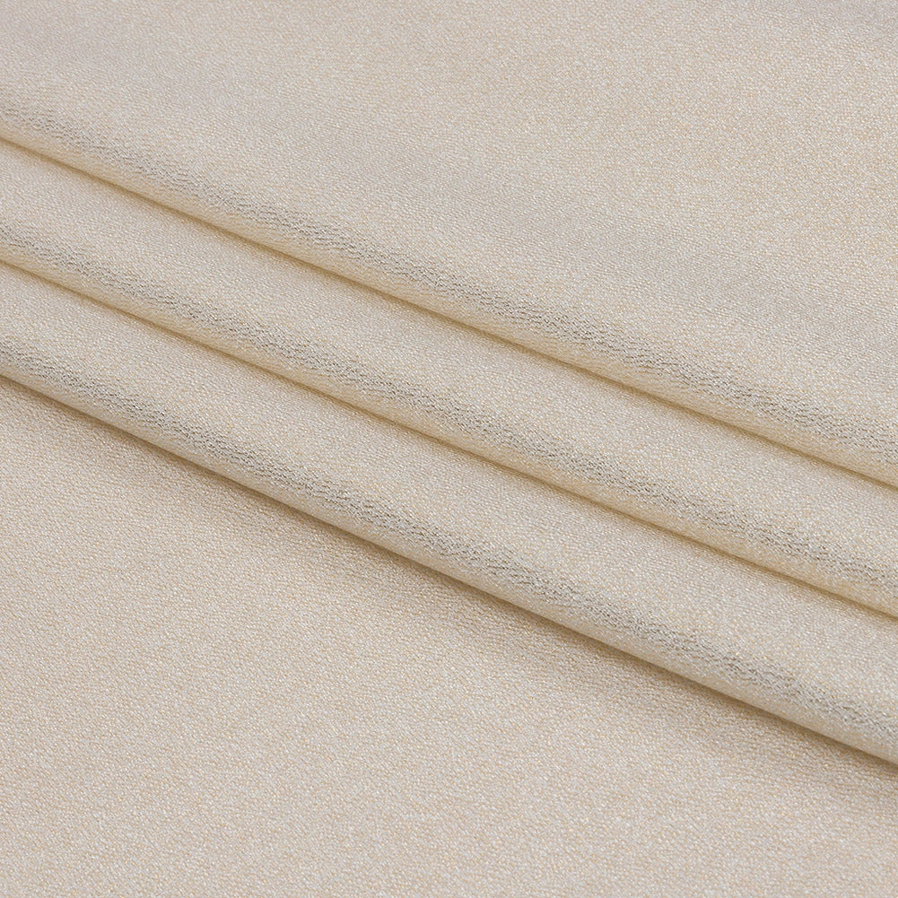 Stretch Polyester Crepe with Gold Foiling - White - Devyn Collection - Folded