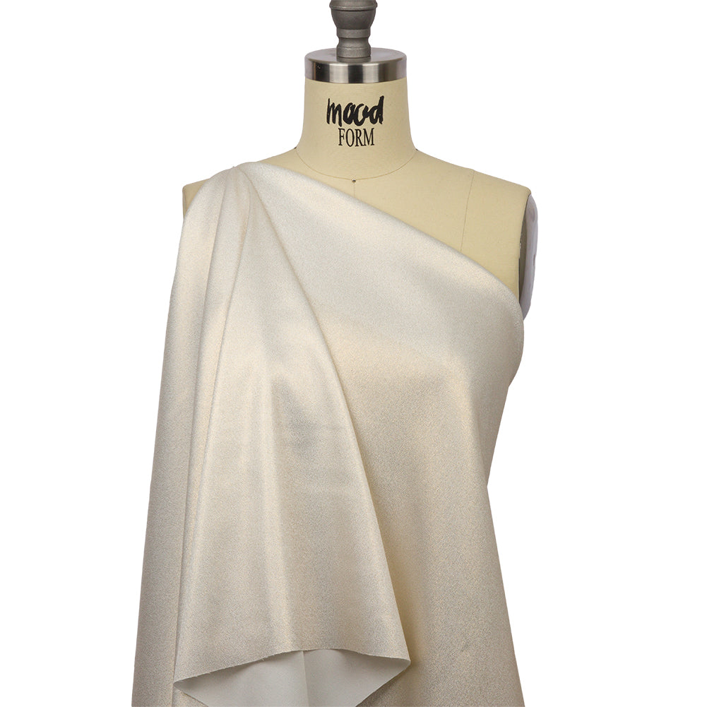 Stretch Polyester Crepe with Gold Foiling - White - Devyn Collection - Drape