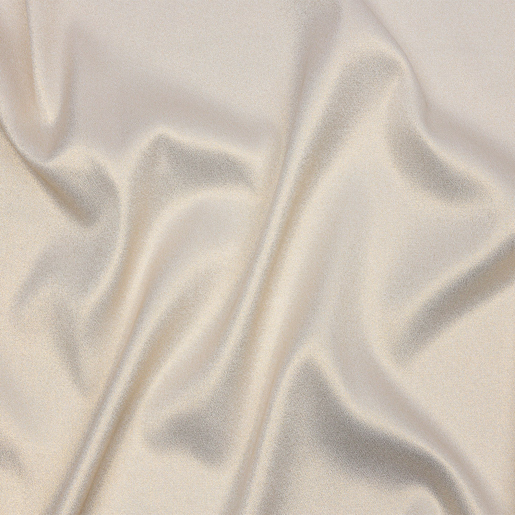 Stretch Polyester Crepe with Gold Foiling - White - Devyn Collection