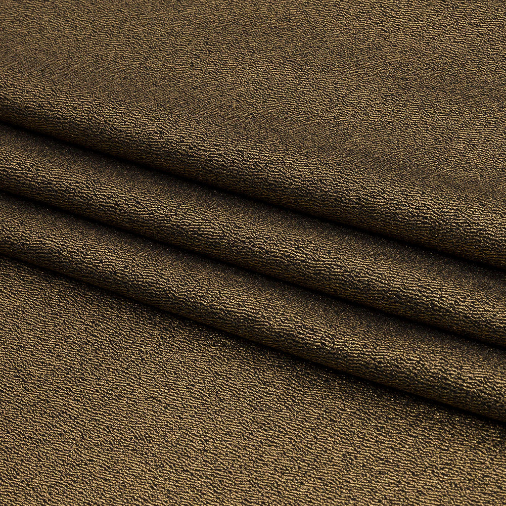 Stretch Polyester Crepe with Gold Foiling - Black - Devyn Collection - Folded