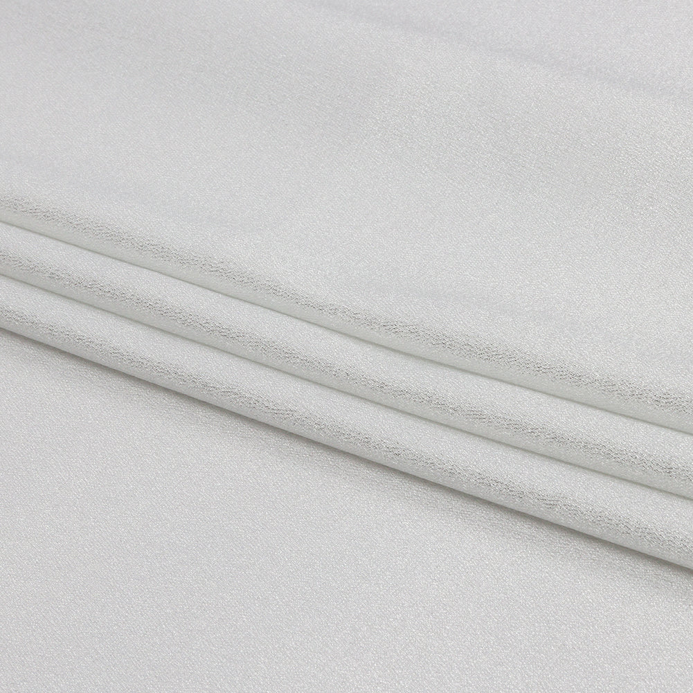 Stretch Polyester Crepe with Gold Foiling - White - Devyn Collection - Folded