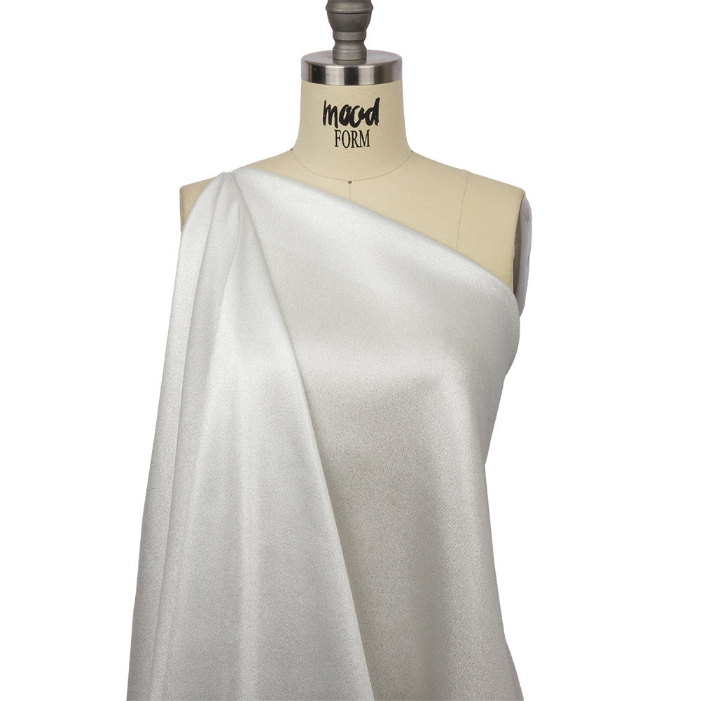 Stretch Polyester Crepe with Gold Foiling - White - Devyn Collection - Drape