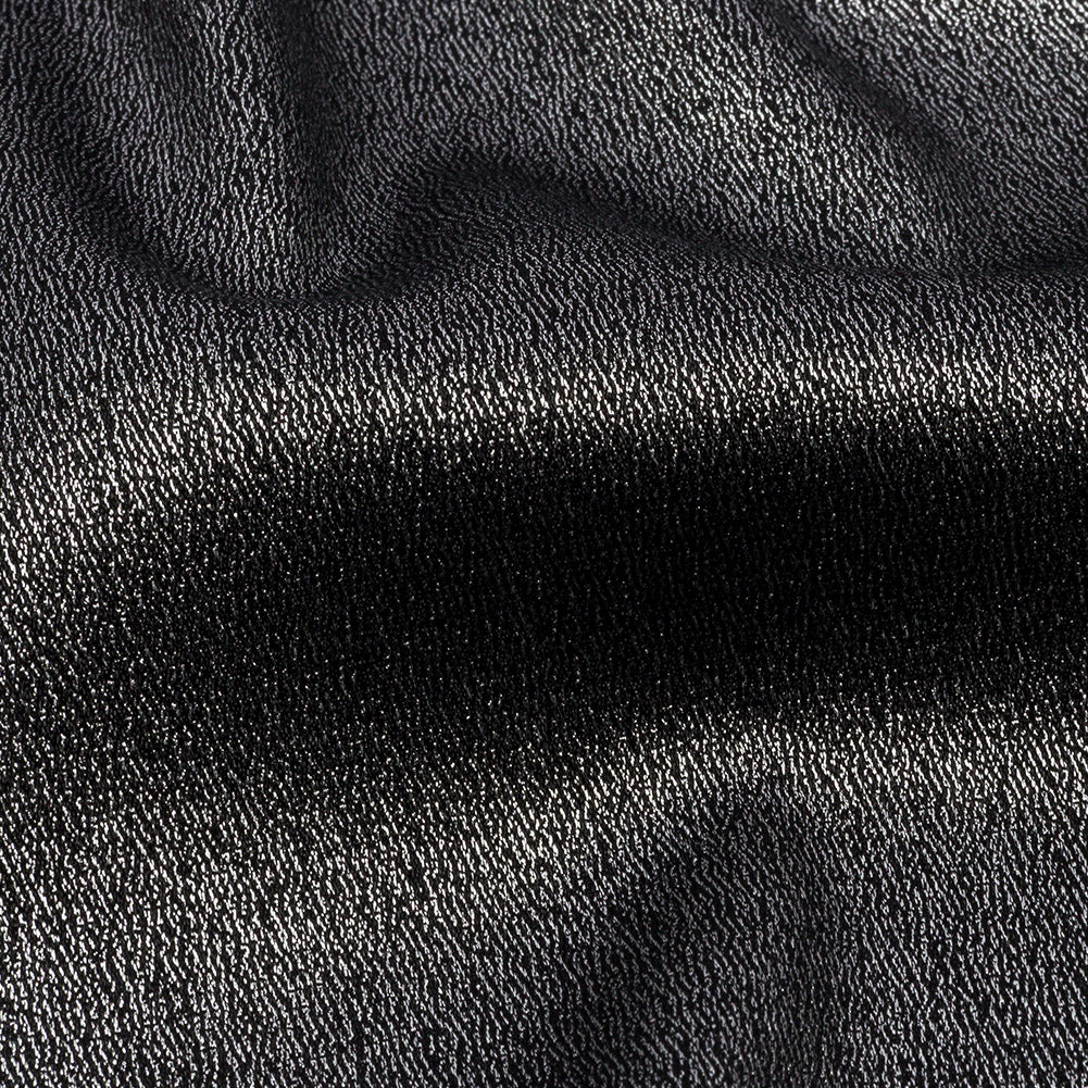 Stretch Polyester Crepe with Gold Foiling - Black - Devyn Collection