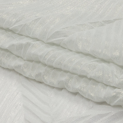 Polyester Chiffon with Abstract Pleats and Gold Foil - Silver Gray - Melia Collection
