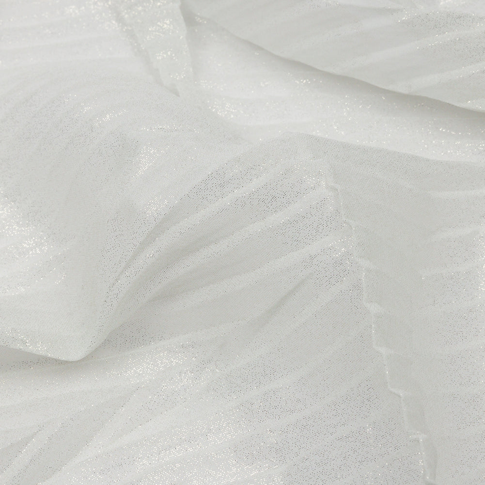 Polyester Chiffon with Abstract Pleats and Gold Foil - Silver Gray - Melia Collection - Detail