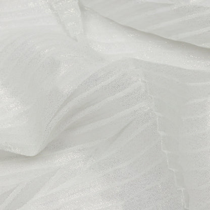 Polyester Chiffon with Abstract Pleats and Gold Foil - Silver Gray - Melia Collection