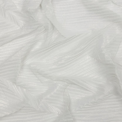 Polyester Chiffon with Abstract Pleats and Gold Foil - Silver Gray - Melia Collection