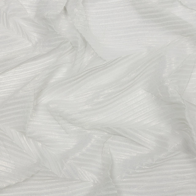 Polyester Chiffon with Abstract Pleats and Gold Foil - Silver Gray - Melia Collection