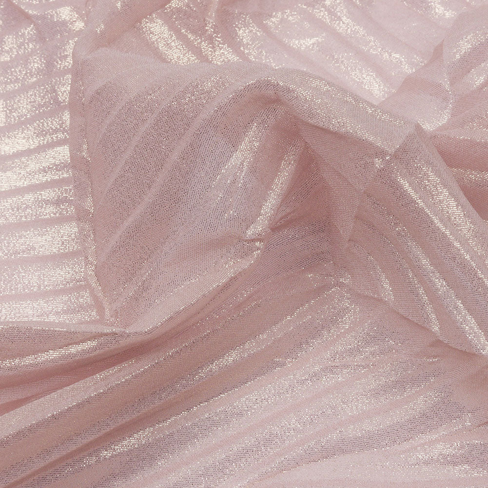 Polyester Chiffon with Abstract Pleats and Gold Foil - Pink - Melia Collection - Detail